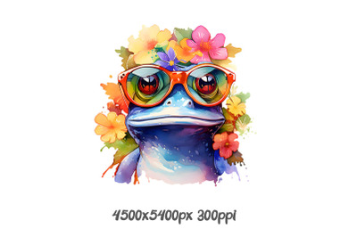 Quirky Frog with Floral Glasses