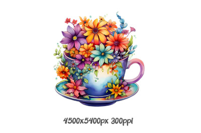 Floral Coffee Cup with Blossoms