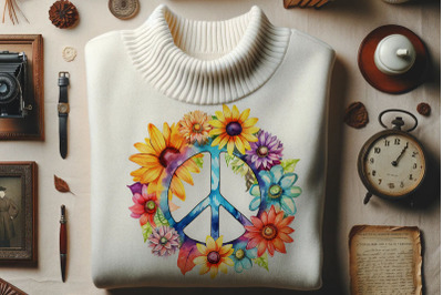 Peace Symbol with Vibrant Florals