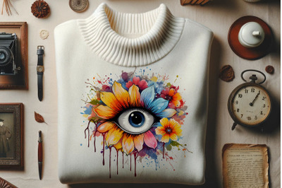 Vivid Eye with Floral Radiance