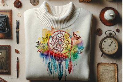 Colorful Dreamcatcher in Watercolors