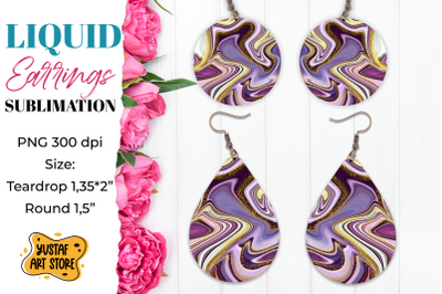 Abstract Earrings Sublimation. Teardrop and Round