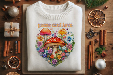 Peace and Love Heart Mushrooms