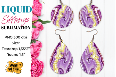 Abstract Earrings Sublimation. Teardrop and Round