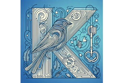 Bundle of bird alphabet K with Key