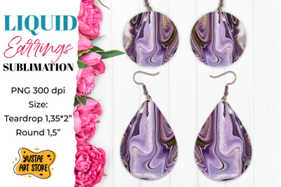 Abstract Earrings Sublimation. Teardrop and Round