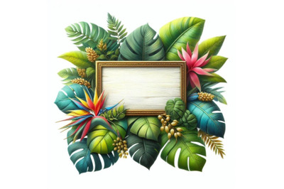 A set of Sign with text space of Tropical Leaves