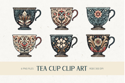 Floral Teacup Clip Art II