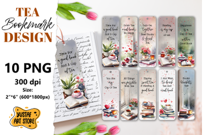 Tea Bookmark printable design. Book quote. Tea quote