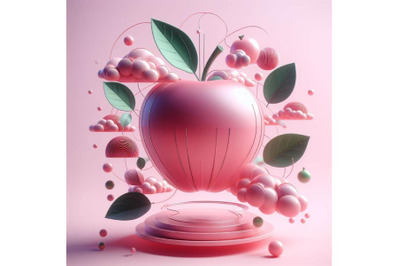 A set of Apple , pink background 3D