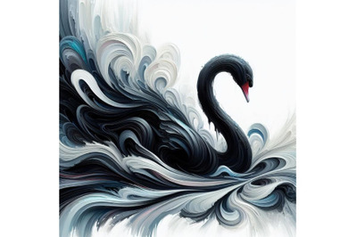 A set of Digital art Abstract black swan