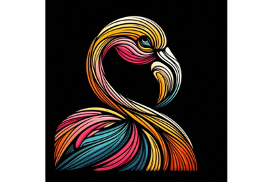 A bundle of line art colorful abstract bird flamingo logo design vecto