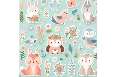 A set of cute animal  stickers