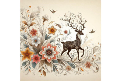 A set of Beautiful image with nice  hand drawn deer