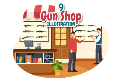 9 Gun Shop or Hunting Illustration