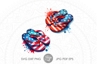Patriotic flip flops | Stars and Stripes | Sublimation PNG