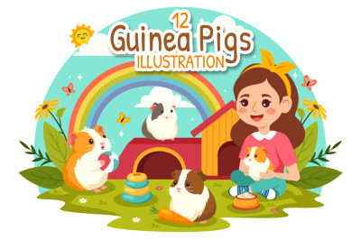 12 Guinea Pig Pets Illustration