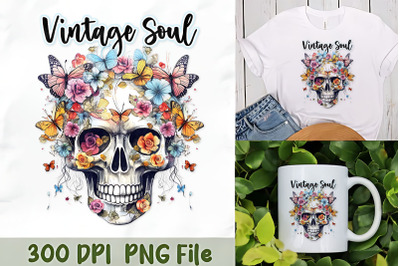 Floral Skull with Vintage Soul