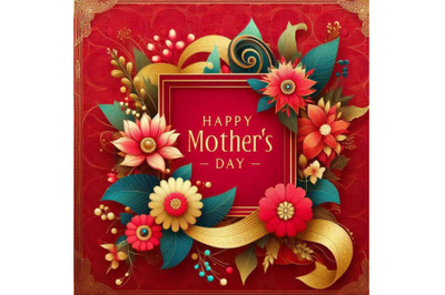 Bundle of Happy mother`s day - Greeting card. Frame with greeting, flo