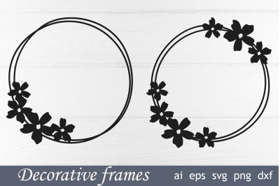 Flower wreath, Monogram frames svg