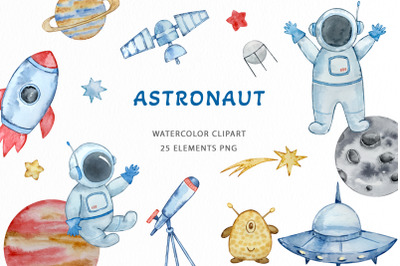 Watercolor Astronaut Clipart