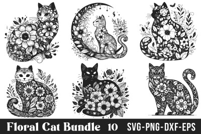 Floral Cat SVG Bundle