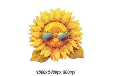 Radiant Sunflower with Sunglasses