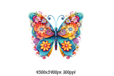 Vibrant Butterfly with Floral Pattern