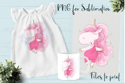 Cute Pony sublimation. Design for printing.