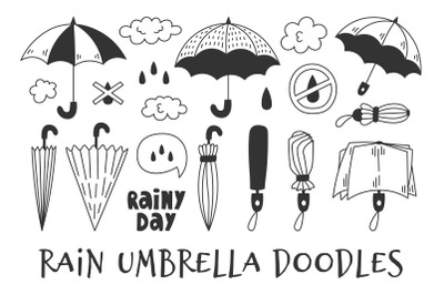 Rain Umbrella Doodles PNG Clipart