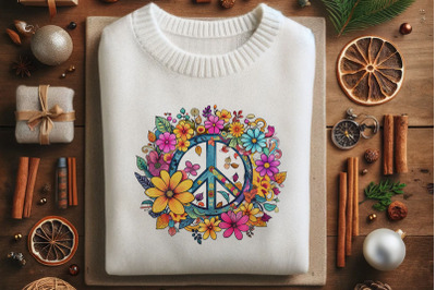 Peaceful Vibes with Floral Peace Sign