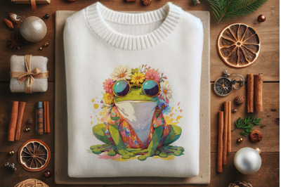 Happy Frog in Floral Paradise