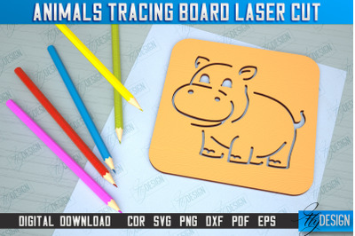 Hippo Tracing Board | Stencil Animal | Drawing Template  | CNC