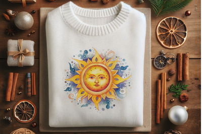 Sun Burst with Floral and Celestial Mix