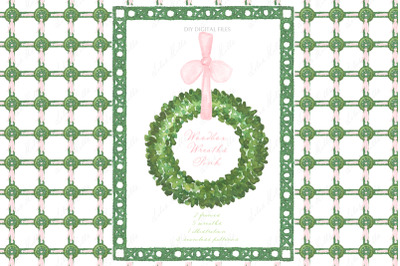 Green Wreaths Frames with Pink bow