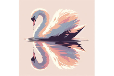 Set of Swan Reflections. A swan