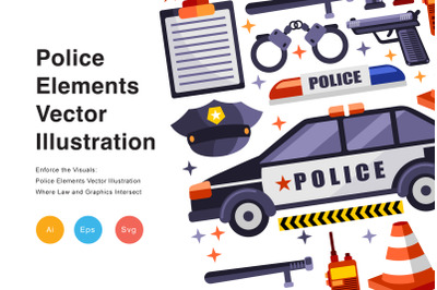 Police Elements Vector Illustration