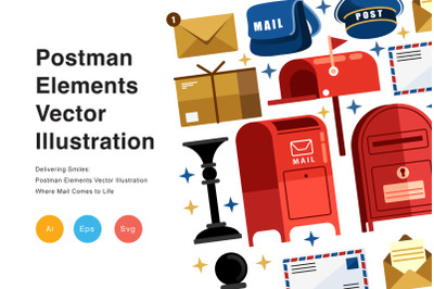 Postman Elements Vector Illustration