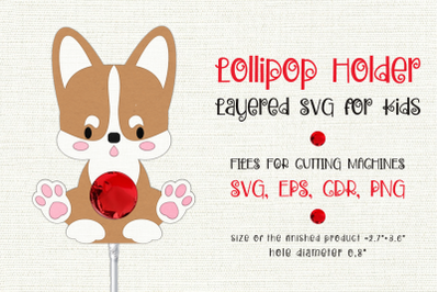 Corgi Puppy | Lollipop Holder | Paper Craft Template