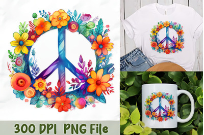 Peace Sign with Floral Wreath