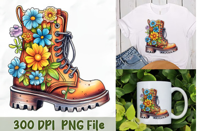 Vibrant Hiking Boot with Flowers