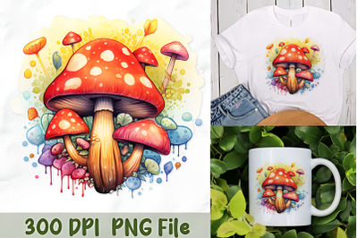 Colorful Mushrooms in Nature Scene