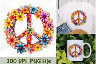 Floral Peace Sign in Vibrant Colors