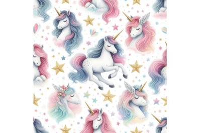 A bundle of Unicorn star seamless pattern