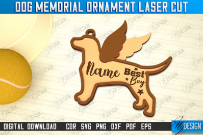 Dog Memorial Ornament | 3D Dog Silhouette | Angel Wings | CNC File