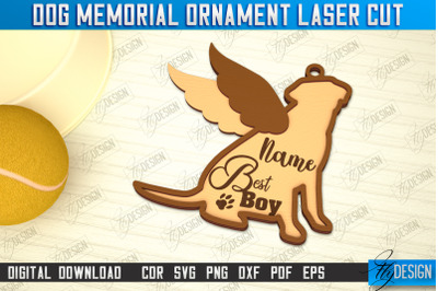 Dog Memorial Ornament | 3D Dog Silhouette | Angel Wings | CNC File