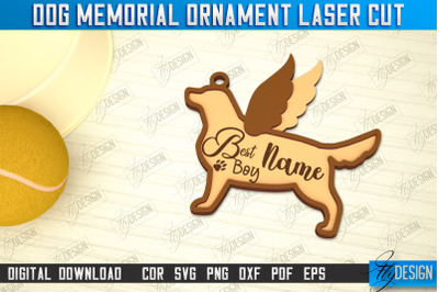 Dog Memorial Ornament | 3D Dog Silhouette | Angel Wings | CNC File