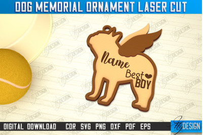 Dog Memorial Ornament | 3D Dog Silhouette | Angel Wings | CNC File