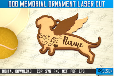 Dog Memorial Ornament | 3D Dog Silhouette | Angel Wings | CNC File