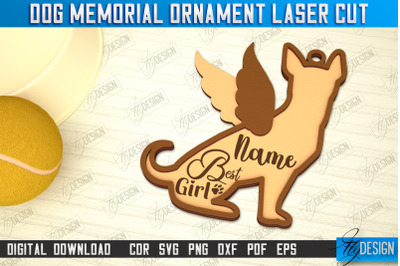 Dog Memorial Ornament | 3D Dog Silhouette | Angel Wings | CNC File